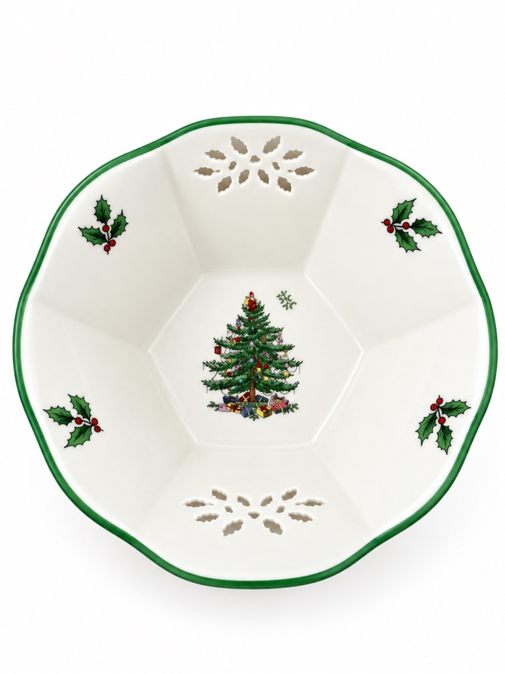 New! Spode 2013 Christmas Tree Pierced Nut Bowl 7” Holiday Serving Bowl w Box